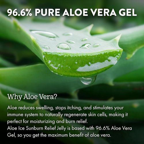ALOE UP Aloe Vera Gel - Cooling Sunburn Relief for Face & Body | 96.6% Pure, Alcohol & Fragrance Free, 4 Oz