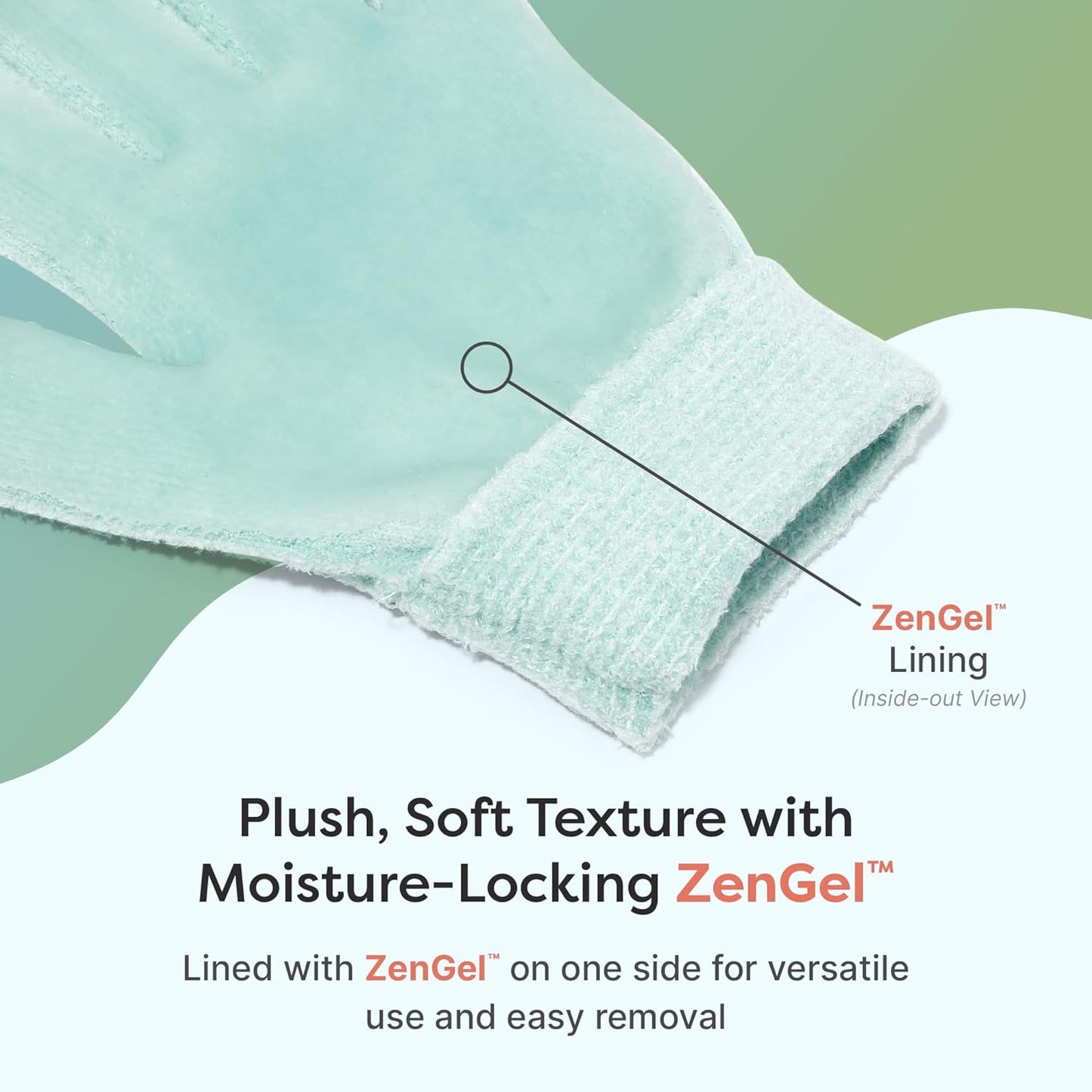 ZenToes Moisturizing Gloves - Gel-Infused Overnight Hand Treatment with Jojoba & Vitamin E | Fuzzy Mint Green