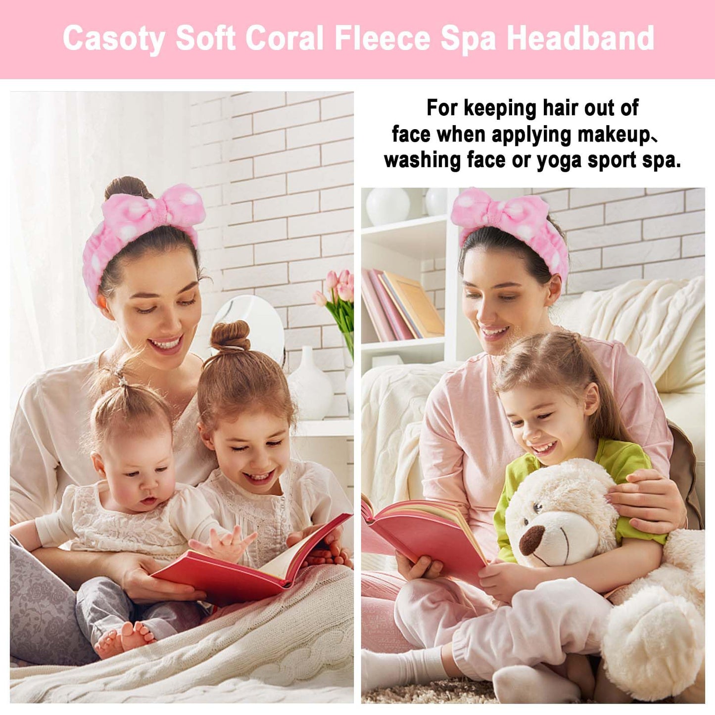 Casoty 9 Pcs Face Wash Headbands, Soft Coral Fleece Makeup Hair Bands for Women, Spa Gifts for Girls, Shower Headband for Face Washing Skin Care Yoga