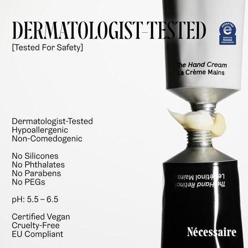 Nécessaire Hand Cream - Fragrance-Free, Fast-Absorbing Lotion with 5 Ceramides & Peptides | 2.2 fl oz
