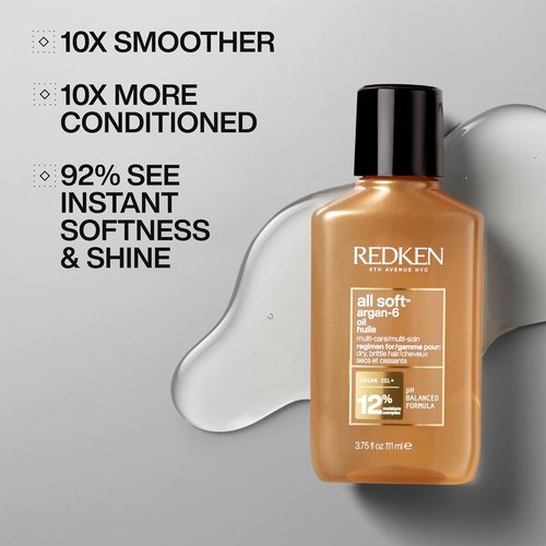 Redken All Soft Argan-6 Oil Treatment - Deep Conditioning for Dry Hair, Enhances Softness & Shine