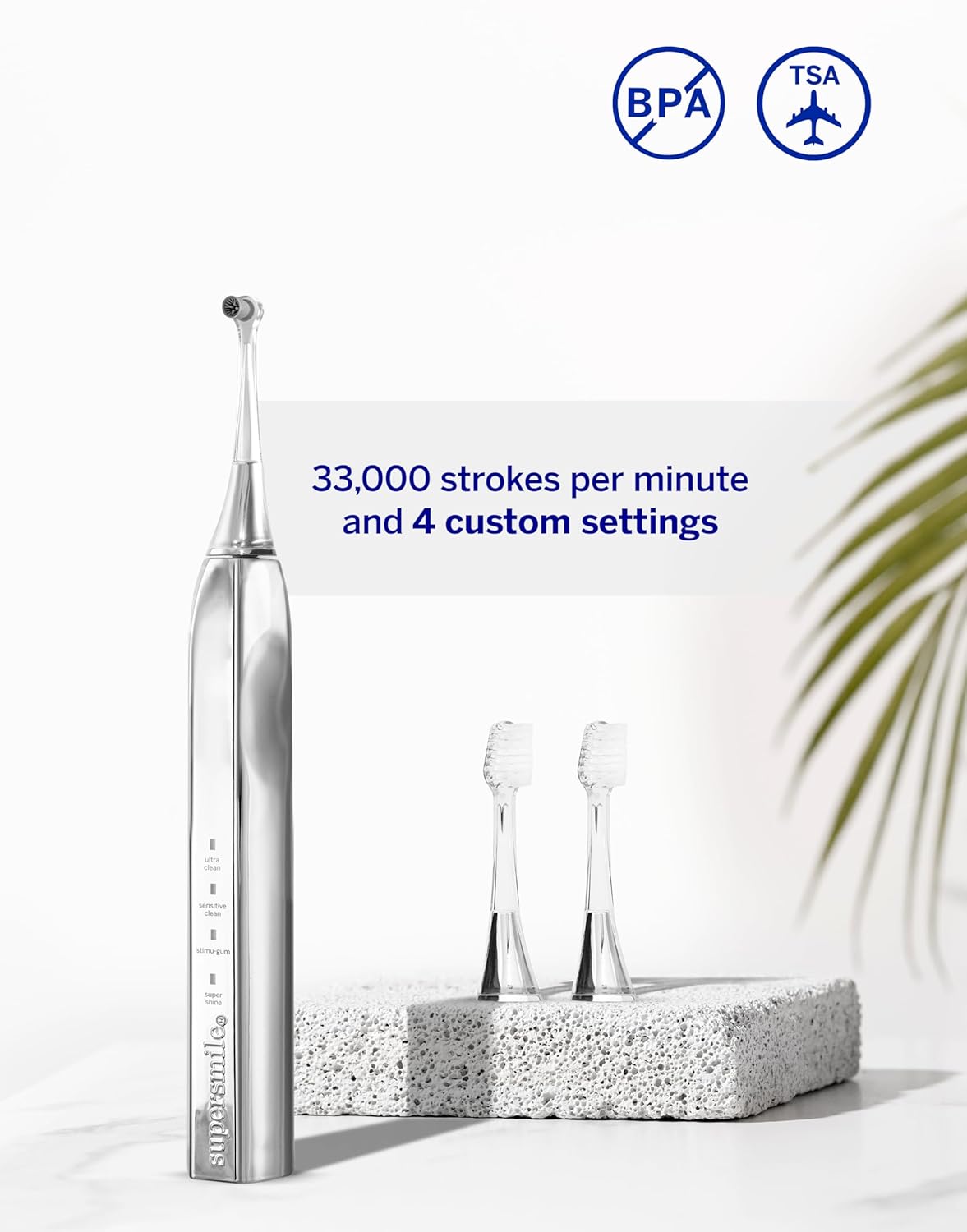 Supersmile Zina45™ Sonic Pulse Toothbrush - Angled Polishing Head for Advanced Cleaning | Whiter Teeth & Healthier Gums