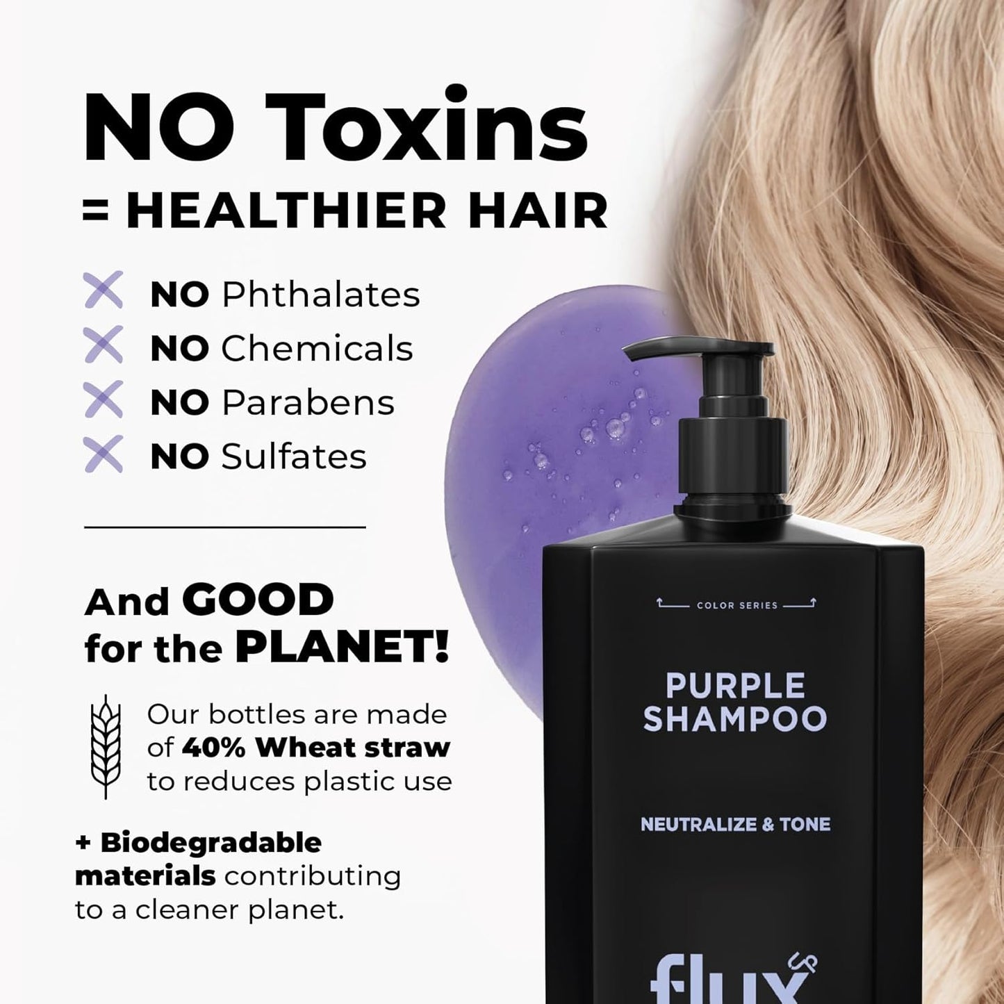 Skiennix Purple Shampoo for Blonde Hair - Sulfate-Free Toning for Blondes & Highlights | 17 fl oz