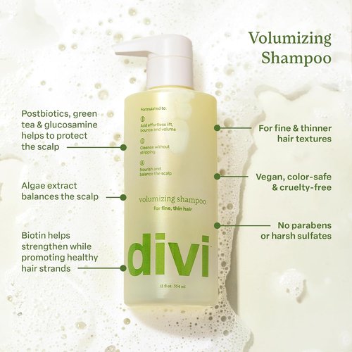 Divi Volumizing Shampoo - Lightweight Formula for Fine Hair | Nourishes and Balances Scalp