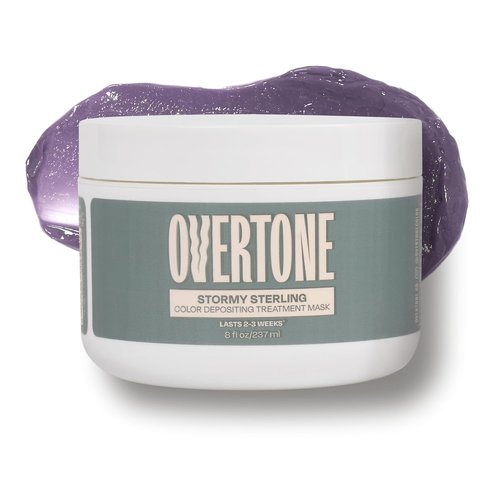 Overtone Semi-Permanent Hair Color Conditioner - Stormy Sterling, 8 oz | Nourishing, Damage-Free Formula with Shea Butter & Coconut Oil