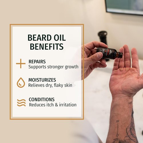 Live Bearded Beard Oil - Premium All-Natural Jojoba for Dry Skin | 1 Fl Oz | 1880 Scent: Bourbon, Bitters, Citrus
