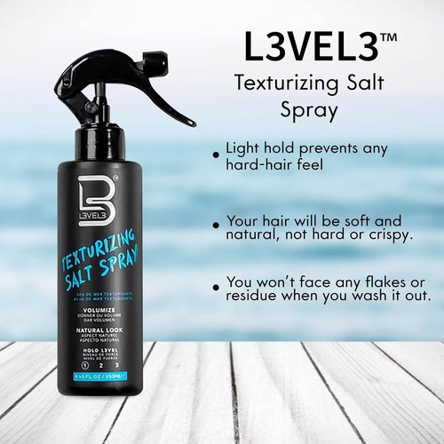 L3 Level 3 Sea Salt Texturizing Spray - Light Hold for Beachy Waves & Texture - 8.45 Fl Oz