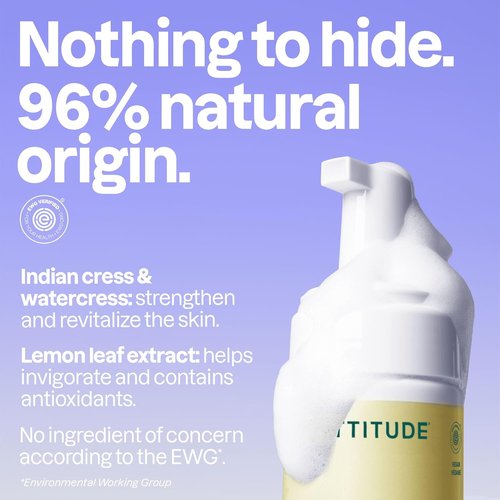 ATTITUDE Micellar Foaming Facial Cleanser - EWG Verified, Vegan Formula with Earl Grey & Cucumber Scent | 5 Fl Oz