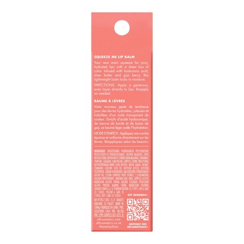 e.l.f. Squeeze Me Lip Balm, Moisturizing Lip Balm For A Sheer Tint Of Color, Infused With Hyaluronic Acid, Vegan & Cruelty-free, Strawberry