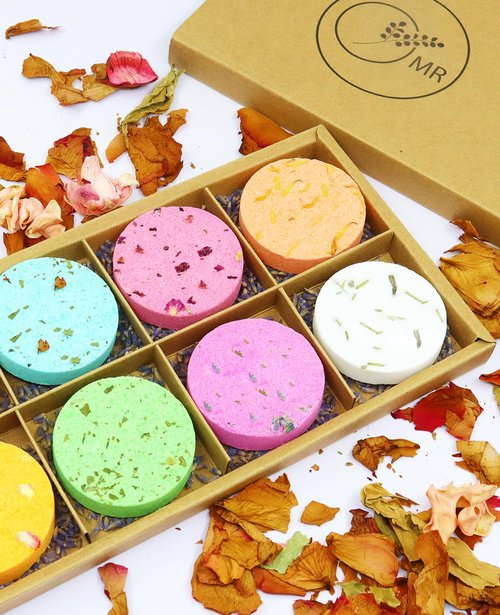 Shower Steamers Aromatherapy - 8 Pack Organic Shower Bombs with Shower Steamer Tray/Holder, Natural Essential Oil Self Care Relaxation, Birthday/Home Spa Relief, Gifts for Women, Wife, Her, Mom