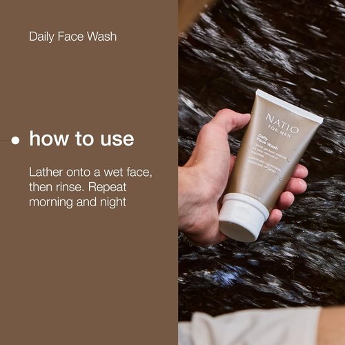 Natio Australia For Men Daily Face Wash - Gentle Facial Cleanser with Lemon & Lavender | 5.2 oz