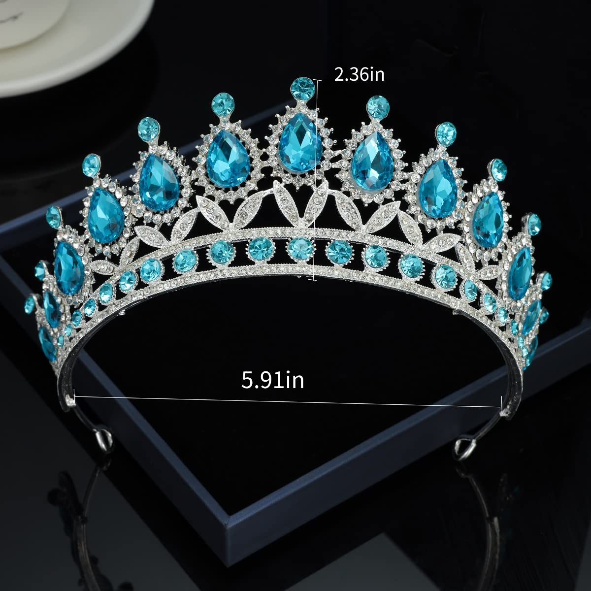 Kamirola Royal Queen Crown and Tiaras Princess Crown for Women and Girls Crystal Headbands for Bridal, Princess for Wedding and Party (KC BLUE)