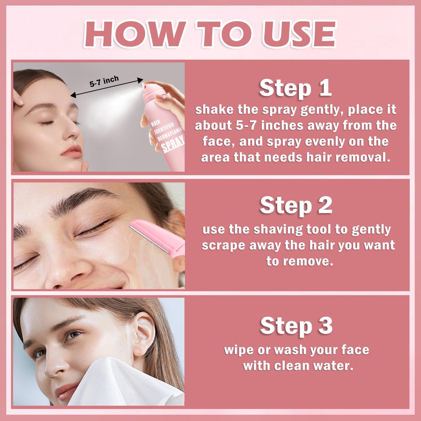 IONSGAKO Hair Identifier Spray for Face Shaving Powder for Women Skin Body Hair Identifying Spray for Face Dermaplaning Glow Reveal Face Spray Moisturizing Skin Care Dermaplaner Spray for Face