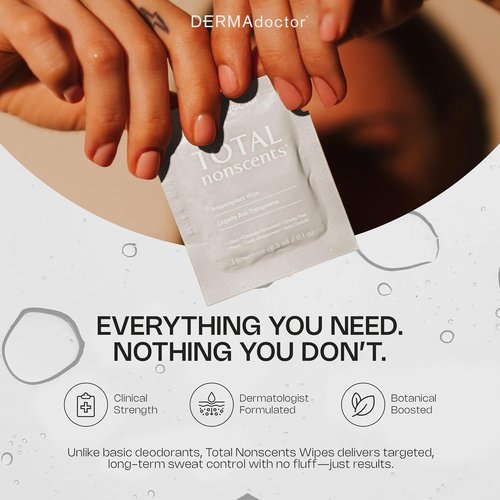DERMAdoctor Deodorant Wipes - Refreshing Antiperspirant Treatment for Hyperhidrosis | 10 Individually Wrapped Wipes