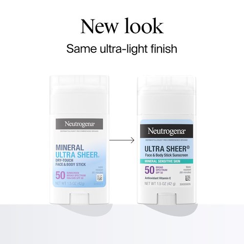 Neutrogena Ultra Sheer Dry Touch SPF 50 Sunscreen Stick - Zinc Oxide, No White Residue, 1.5 oz