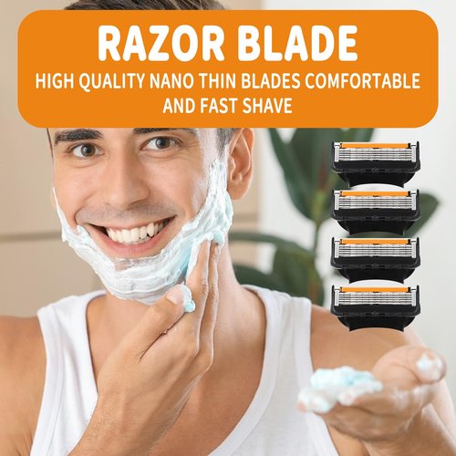 24 Replacement Razor Blades for Men – Compatible with Gillette ProGlide &Razor Systems, 5-Blade Refills, Wet Shave, Value Pack, Smooth & Precise