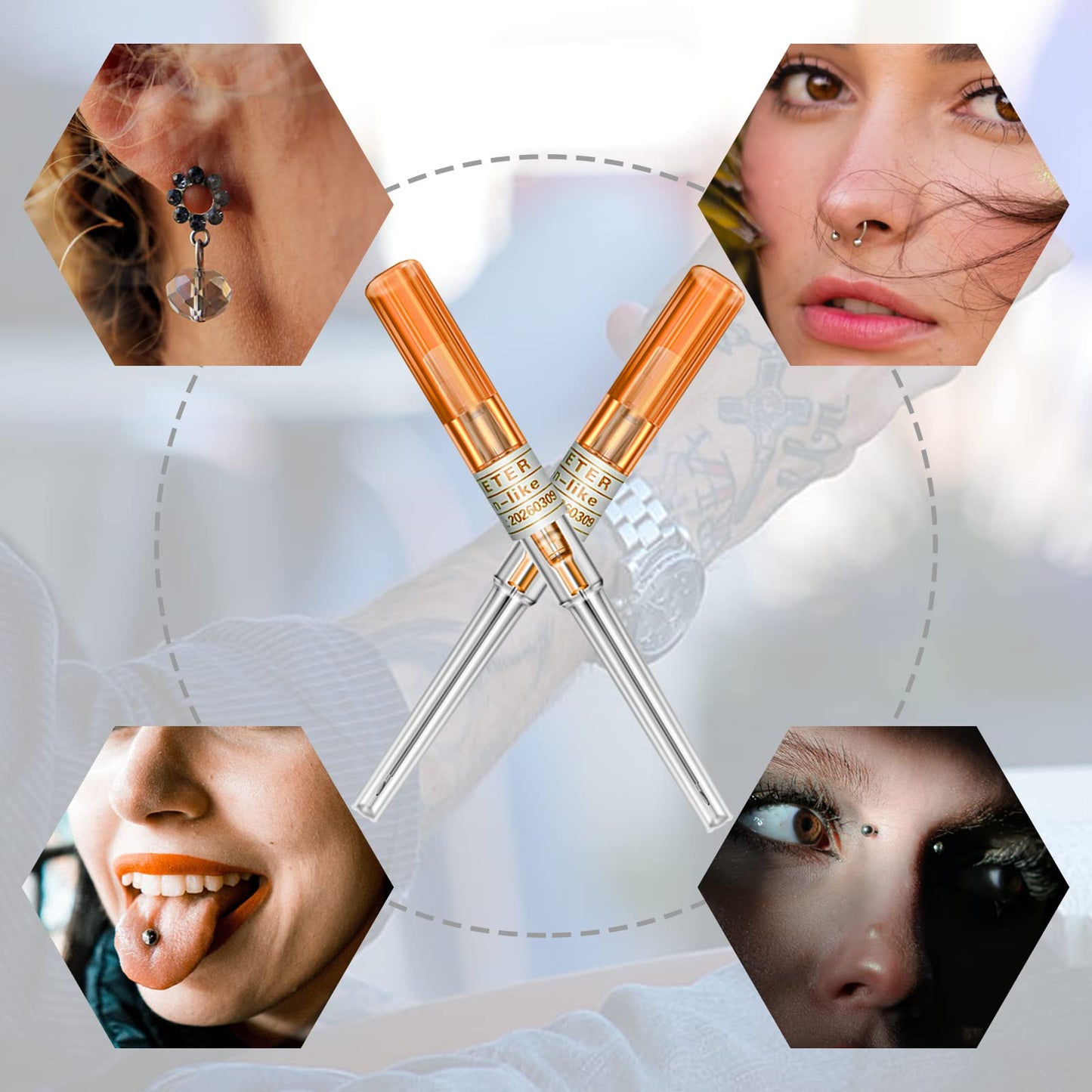 Catheter Needles - Autdor 50Pcs Piercing Needles 14 Gauge IV Catheter Needles Ear Nose Piercing Needles Stainless Steel Hollow Needles for Ear Nose Lip Tongue Belly Navel Nipple Cartilage Piercing Kit