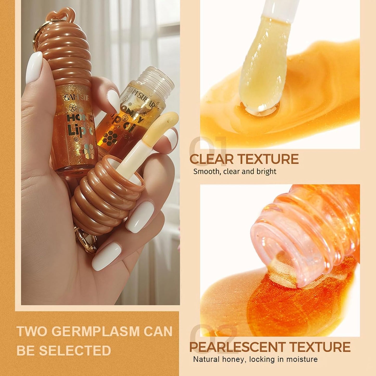 Skiennix Honey Lip Oil - Long-Lasting Moisturizing Gloss for Dry Lips | Transparent, Non-Sticky Balm