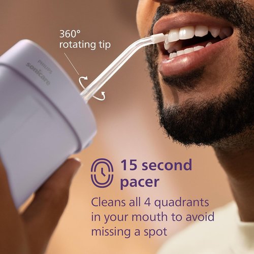 Philips Sonicare Compact Flosser 1000 - Portable Water Flosser with 3 Modes | IPX7 Waterproof, Purple