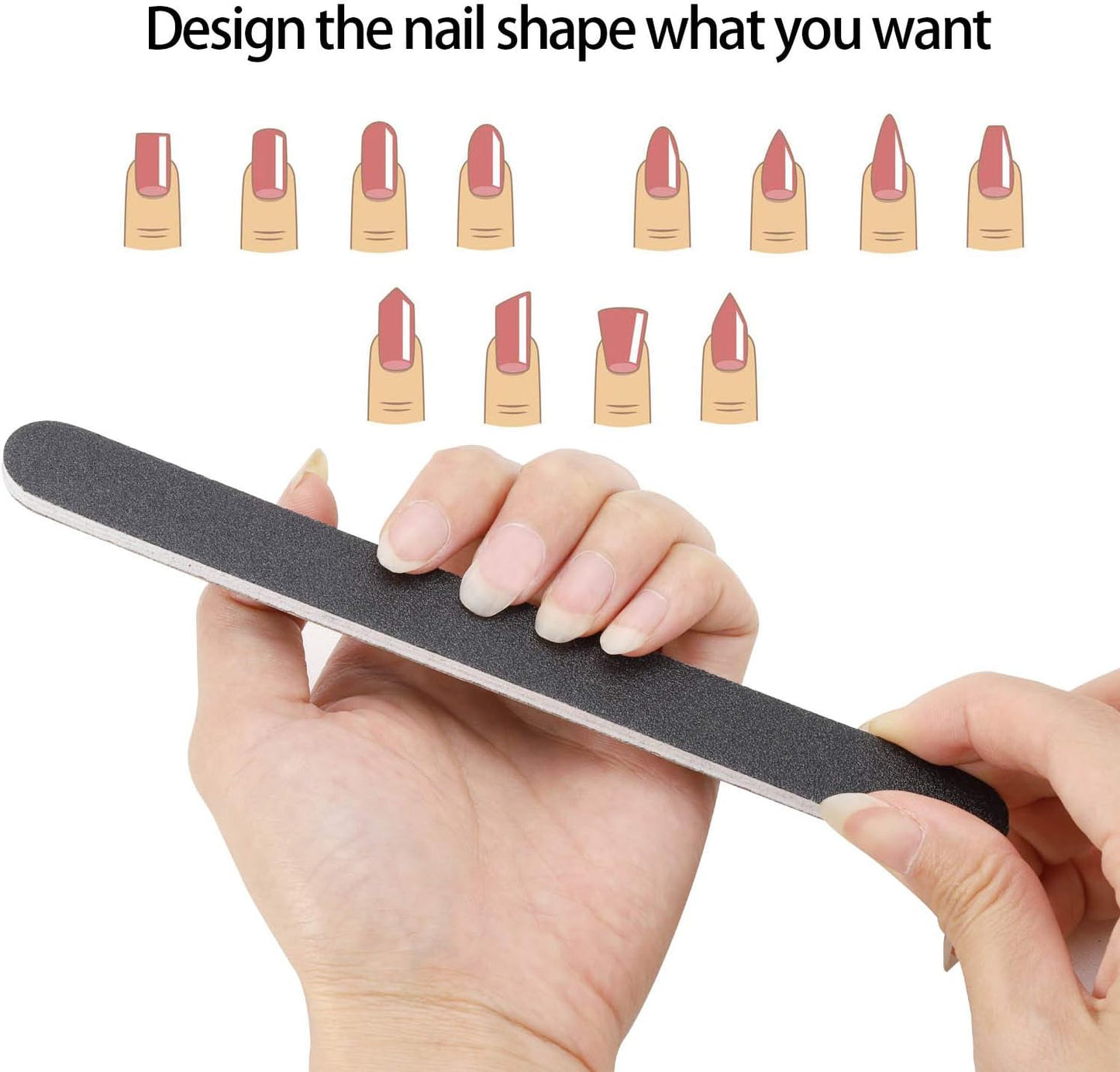 Skiennix Nail Files - 50 Pcs Professional Acrylic Nail Files | 100/180 Grit Double-Sided for Home & Salon Use
