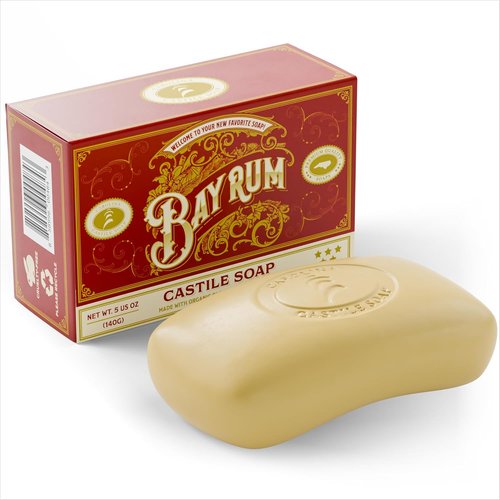 Carolina Castile Body Wash Bar Soap - Long-Lasting Natural Formula for Sensitive Skin | Vegan Bay Rum Scent, 5 oz