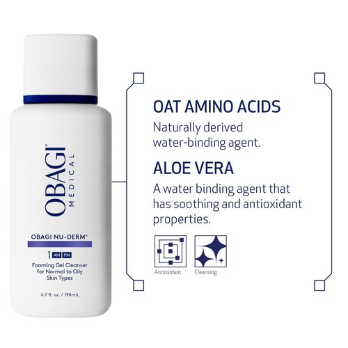 Obagi Nu-Derm Foaming Gel Cleanser - Deep-Cleansing & Hydrating Formula with Aloe Vera | For Normal to Oily Skin