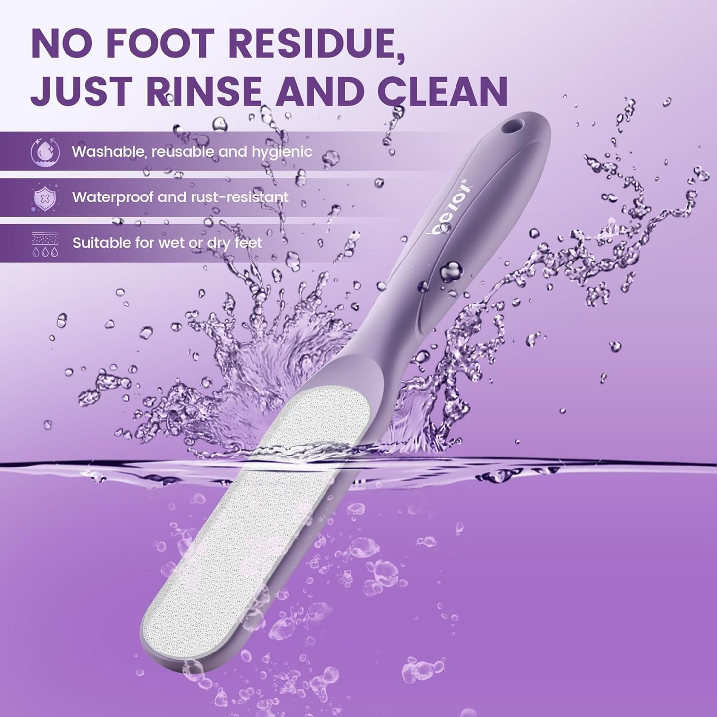 BEZOX Glass Foot File - Professional Callus Remover for Silky Smooth Heels | Washable Foot Scraper - Purple