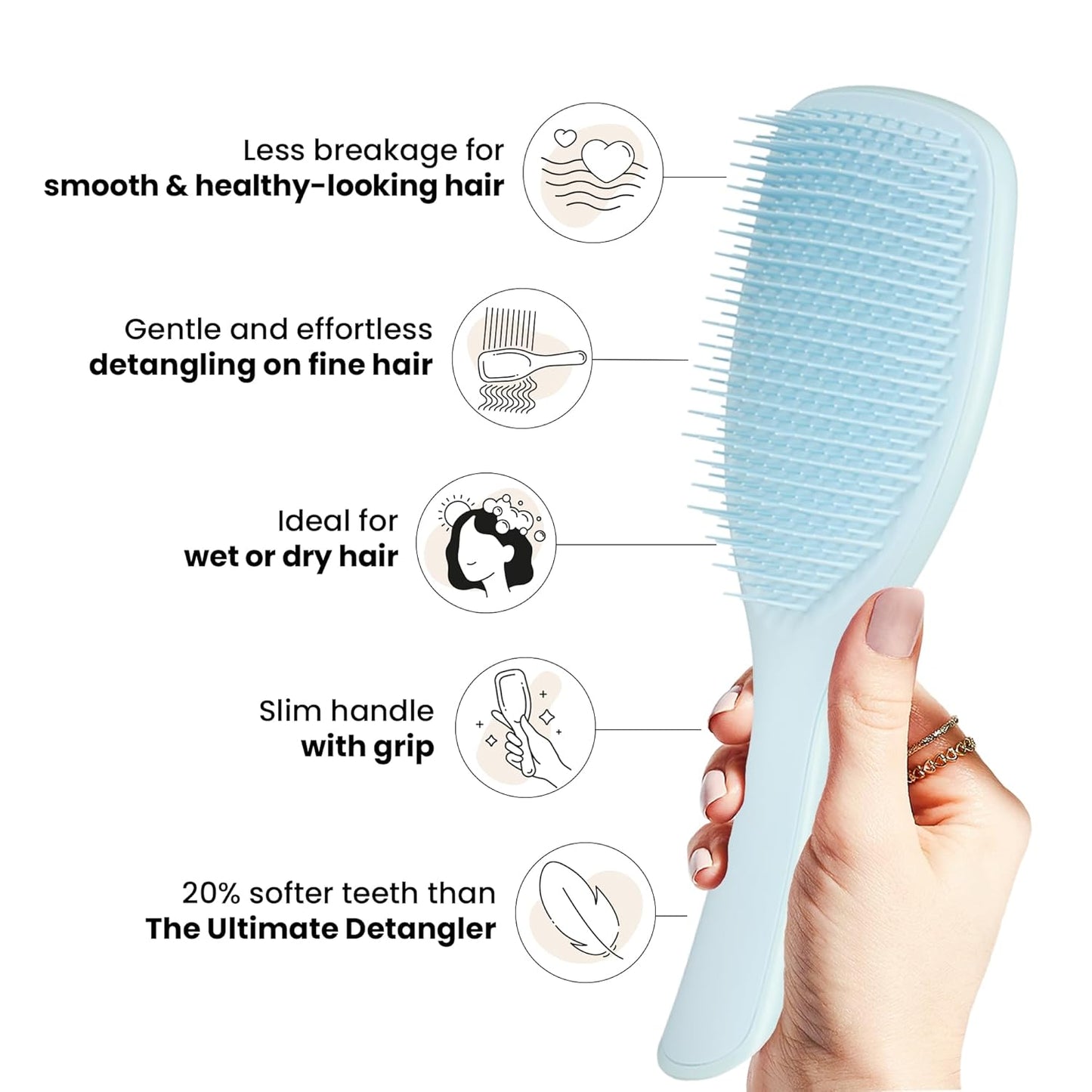 Tangle Teezer Detangler Hairbrush Duo - Reduces Breakage & Eliminates Knots | Large & Travel Size, Blue & Mint