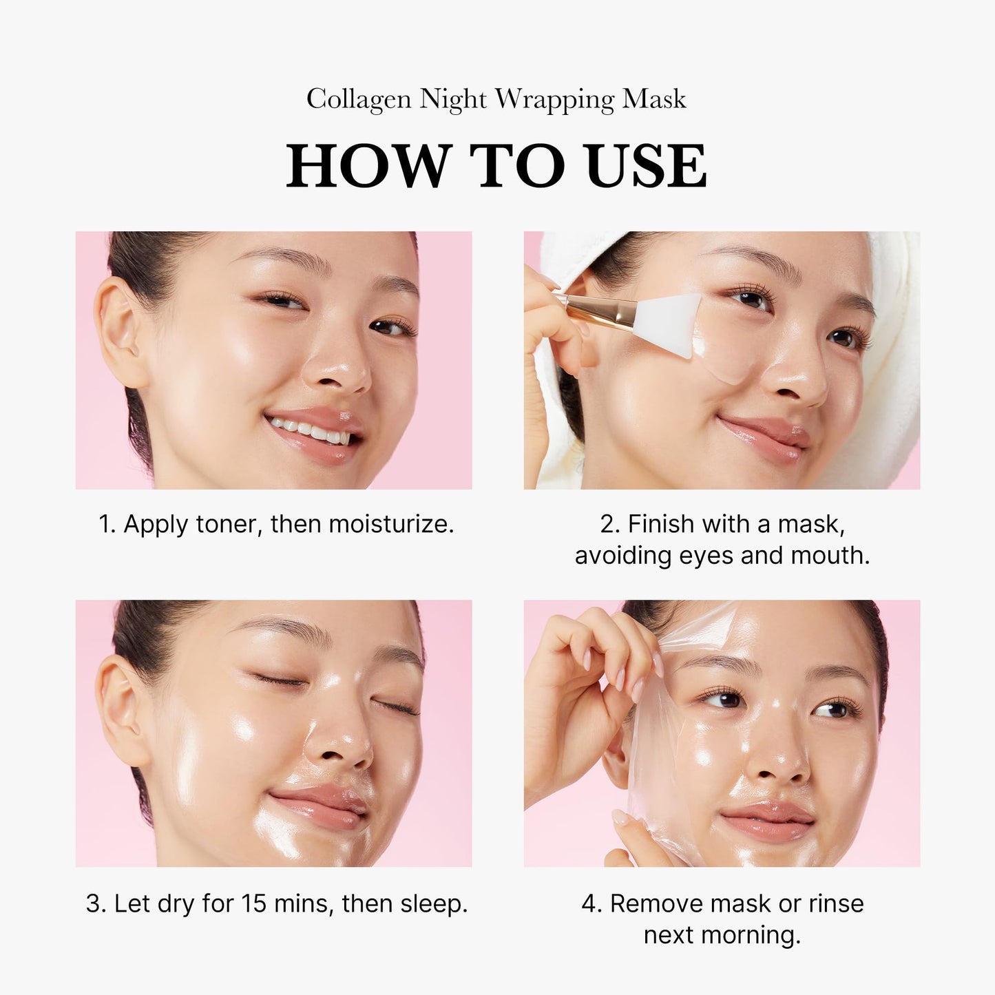 medicube Viral Glass Glow Overnight Wrapping Mask Duo: Collagen Overnight Wrapping Peel Off Facial Mask Pack and Turmeric Overnight Wrapping Peel Off Mask and Jelly Brush