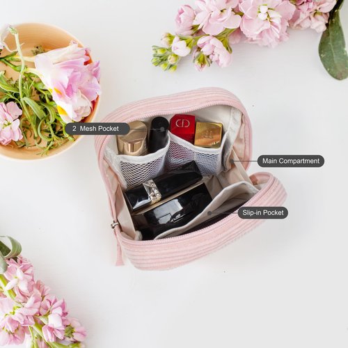 Birthday Gifts for Women Personalized Mini Makeup Bag Cosmetic Bag Travel Toiletry Bag Gifts for Girlfriend Bridal Shower Preppy Stuff for Teen Girls 15 14 13 Year Old Girl Gifts(Letter C, Pink)