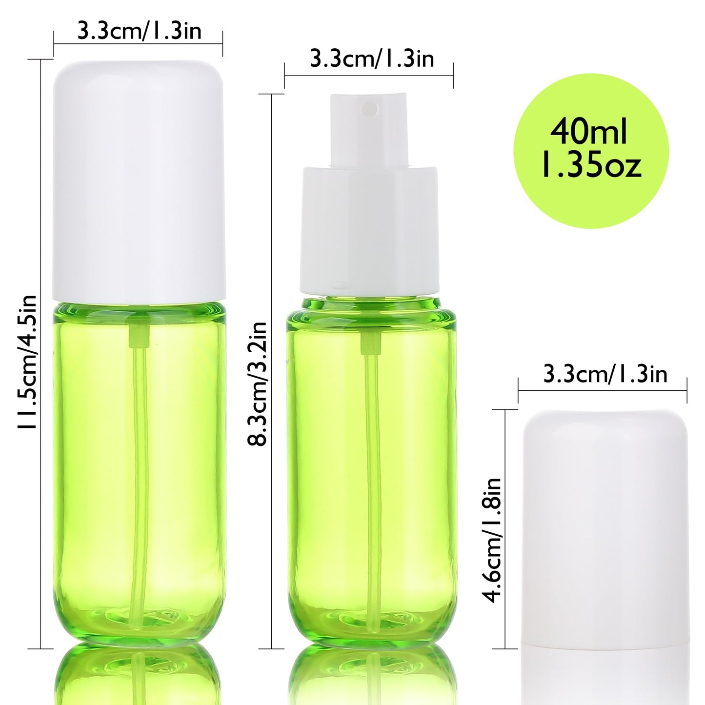 KREMORV Travel Spray Bottles 1.35oz/40ml Fine Mist Empty Spray Bottles Mini Refillable Plastic Travel Bottle Set for Traveling and Outgoing