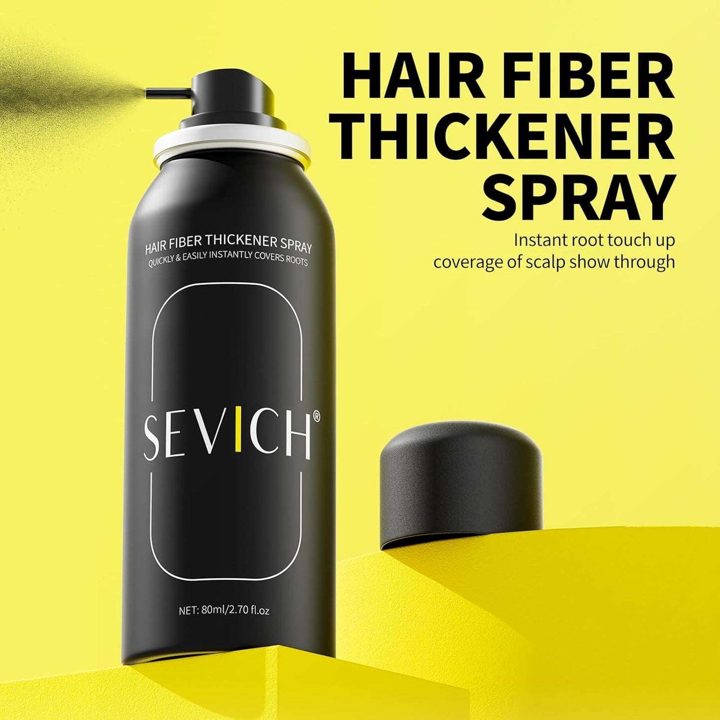 Sevich Hair Fiber Spray - Instant Hair Thickening Solution for Men & Women | Waterproof Dark Brown 80ml