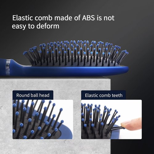 RHOS Paddle Hair Brush for Men - Detangling Brush with Nylon Bristles for All Hair Types - Blue