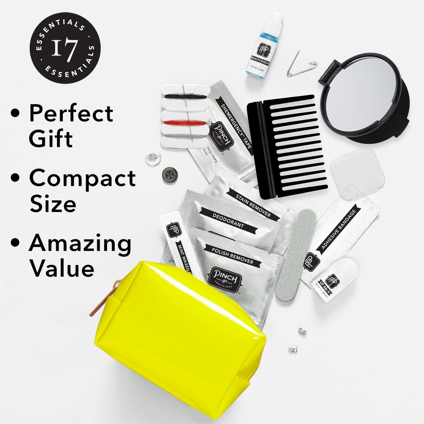 Pinch Provisions Good Luck Minimergency Kit, Includes 17 Travel-Sized Cosmetic Essentials, Convenient for Purses, Emergency Beauty Accessories, Gifts for Holiday’s & Birthday’s, Hamsa