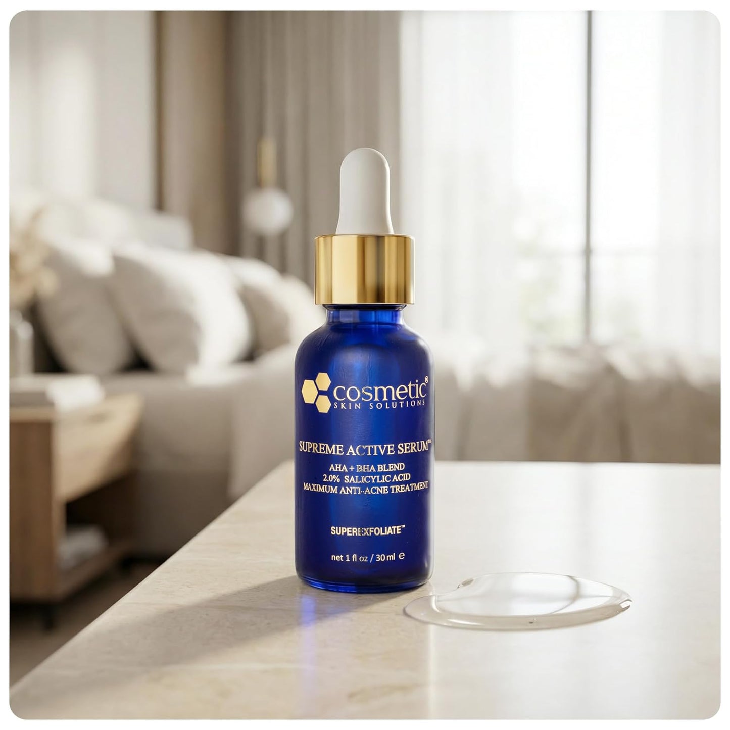 Supreme Active Serum - 2% Salicylic Acid AHA BHA Exfoliating Formula for Clear, Smooth Skin - 1 fl oz