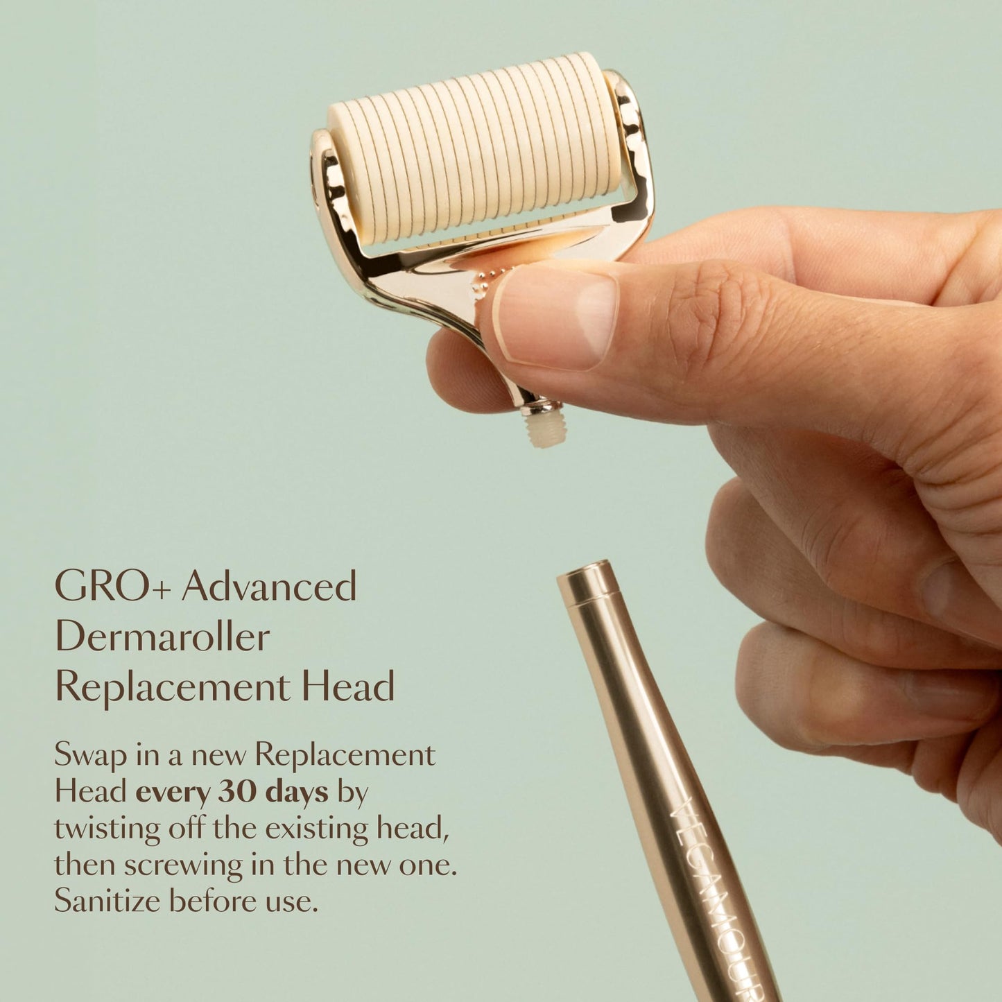 VEGAMOUR GRO+ Advanced Dermaroller Replacement Head | 1,200 Microneedle 0.25mm Scalp Tool | Gently Exfoliates the Scalp | (No Handle, Replacement Head Only)