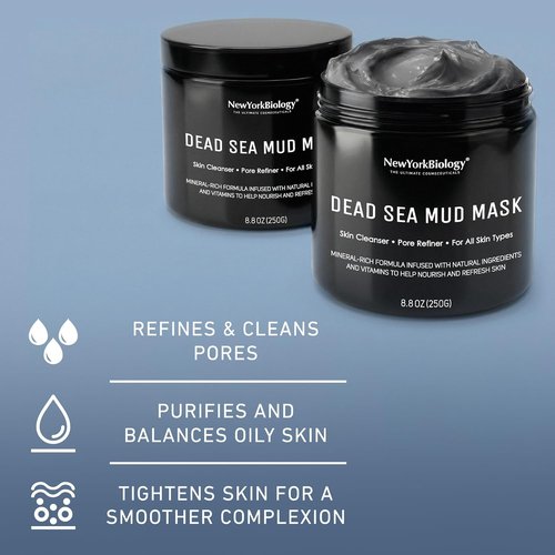 New York Biology Dead Sea Mud Mask - Spa Quality Pore Refiner for Oily Skin | 8.8 oz Natural Skincare