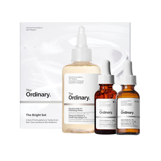 The Ordinary Bright Set - 3-Step Regimen for Radiant Skin Tone | Glycolic Acid, Alpha Arbutin, Caffeine Solution