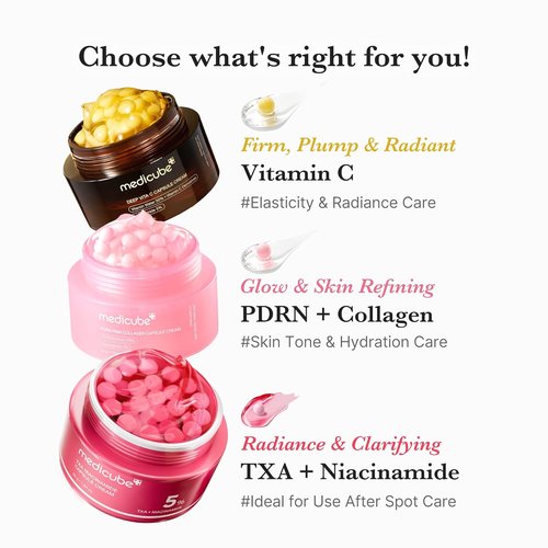 Medicube Clear & Glow Capsule Duo - TXA & Deep Vitamin C Creams | Radiance Boosting Moisturizers for Dull Skin