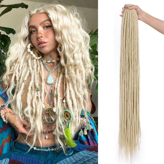 WIGNEE 36 Inches Synthetic Blonde Dreadlock Extensions 10 Strands Single Ended Dreadlocks Extension 0.6 CM Synthetic Crochet Dreads Extensions Hip Hop Style for Women/Man(613)