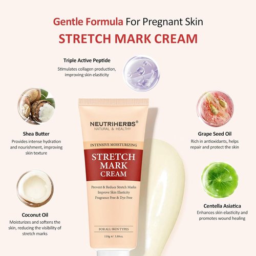 Neutriherbs Stretch Mark Cream - Nourishing Skin Care for Pregnancy & Weight Fluctuations | 3.88 Oz