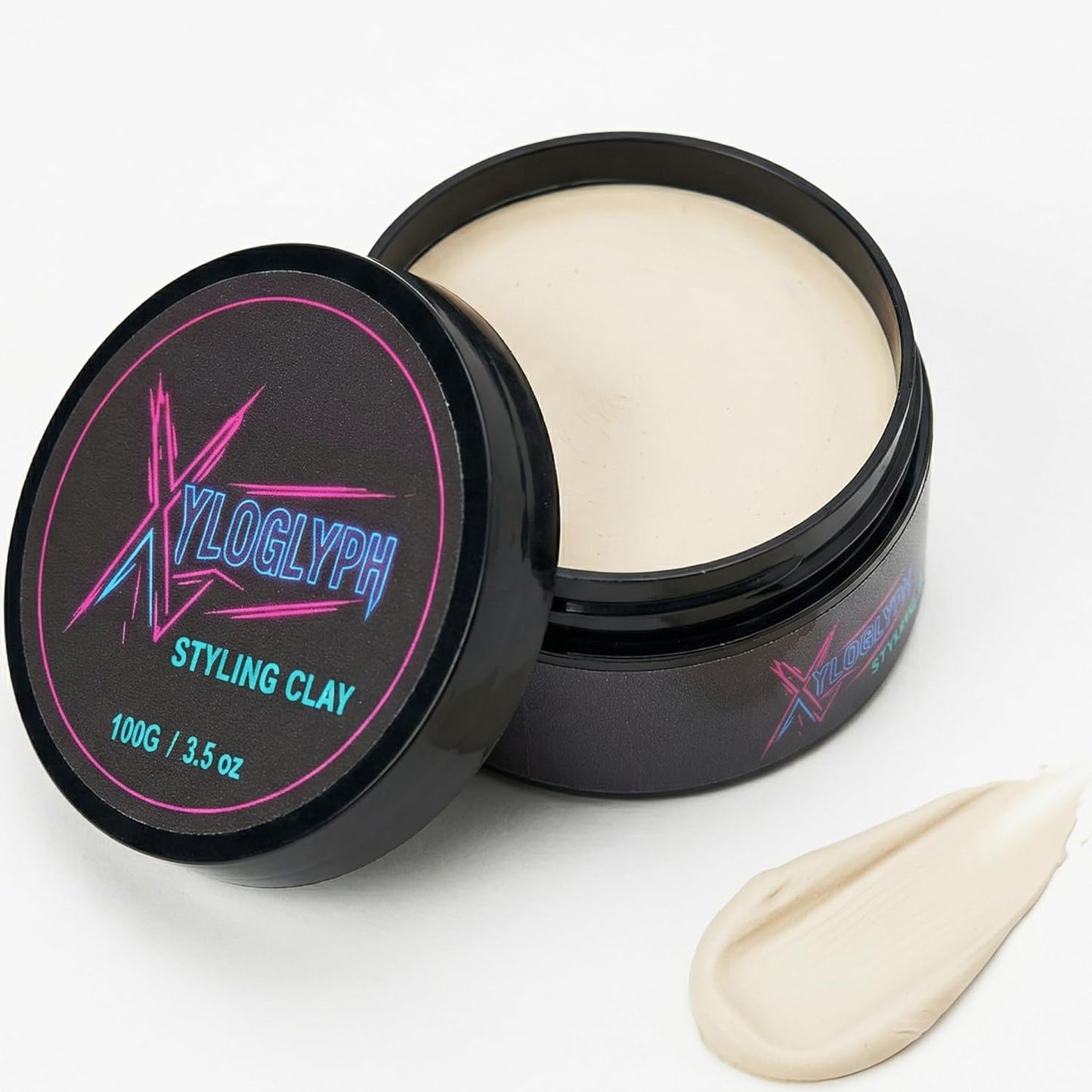 Xyloglyph Hair Clay for Men - Strong Hold Matte Finish Styling Paste | Professional Texturizing Pomade - 3.5oz (100g)