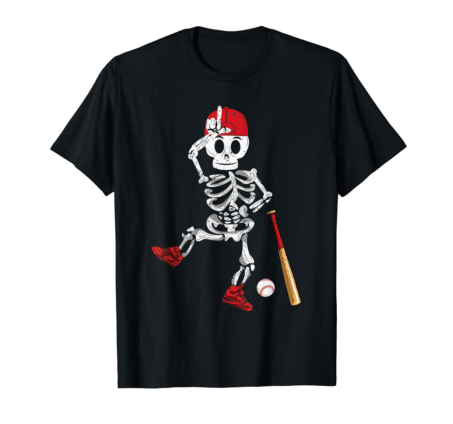 Baseball Skeleton Halloween Funny Skeleton Baseball Playing T-Shirt