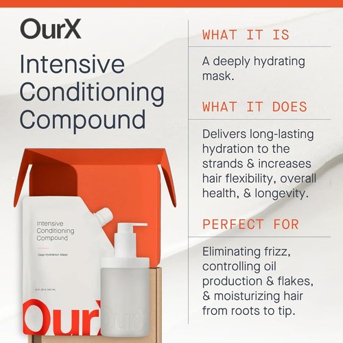 OurX Hydration Hair Mask - Intensive Conditioning for Curly, Coily & Frizzy Hair (300ml) | Deep Moisture & Repair with Peptides + Squalane