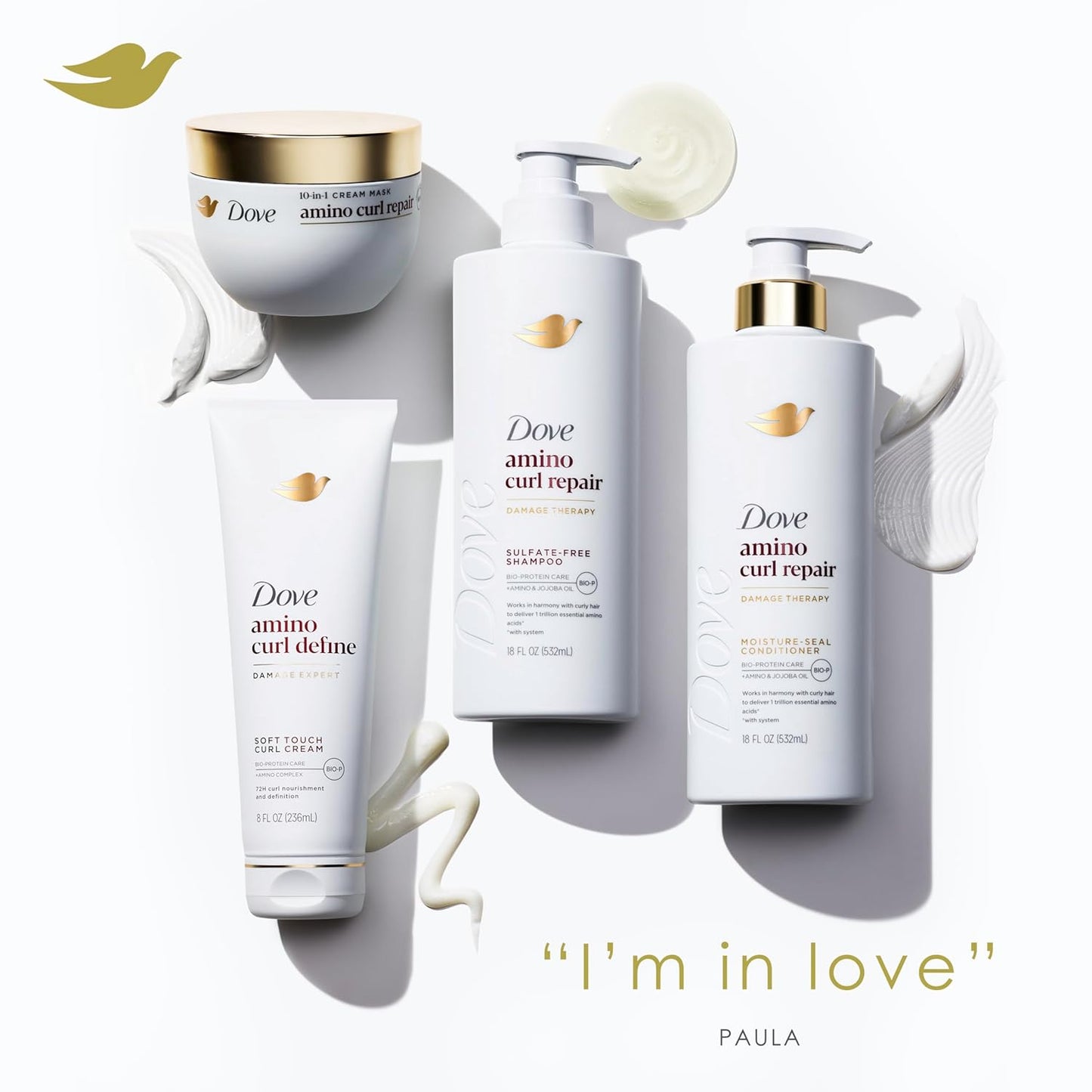 Dove Curl Cream - Amino Curl Formula for Curly & Coily Hair | Bio-Protein Care Technology, 8 Fl Oz