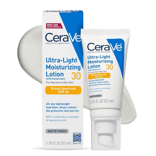 CeraVe Ultra-Light Moisturizing Lotion - Daily Face Moisturizer with SPF 30 & Hyaluronic Acid | 1.7 Ounce
