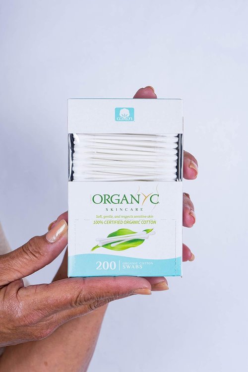 Organyc Organic Cotton Swabs - 100% Certified, No Man-Made Materials, 200 Count, White