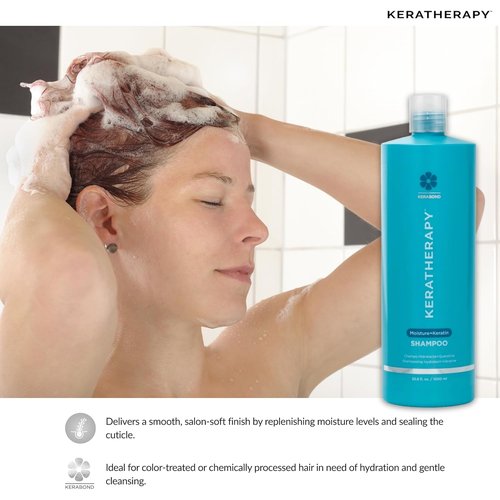 KERATHERAPY Keratin Infused Moisture Shampoo - Anti-Frizz Formula for Oily Scalp & Dry Ends | 33.8 fl. oz.