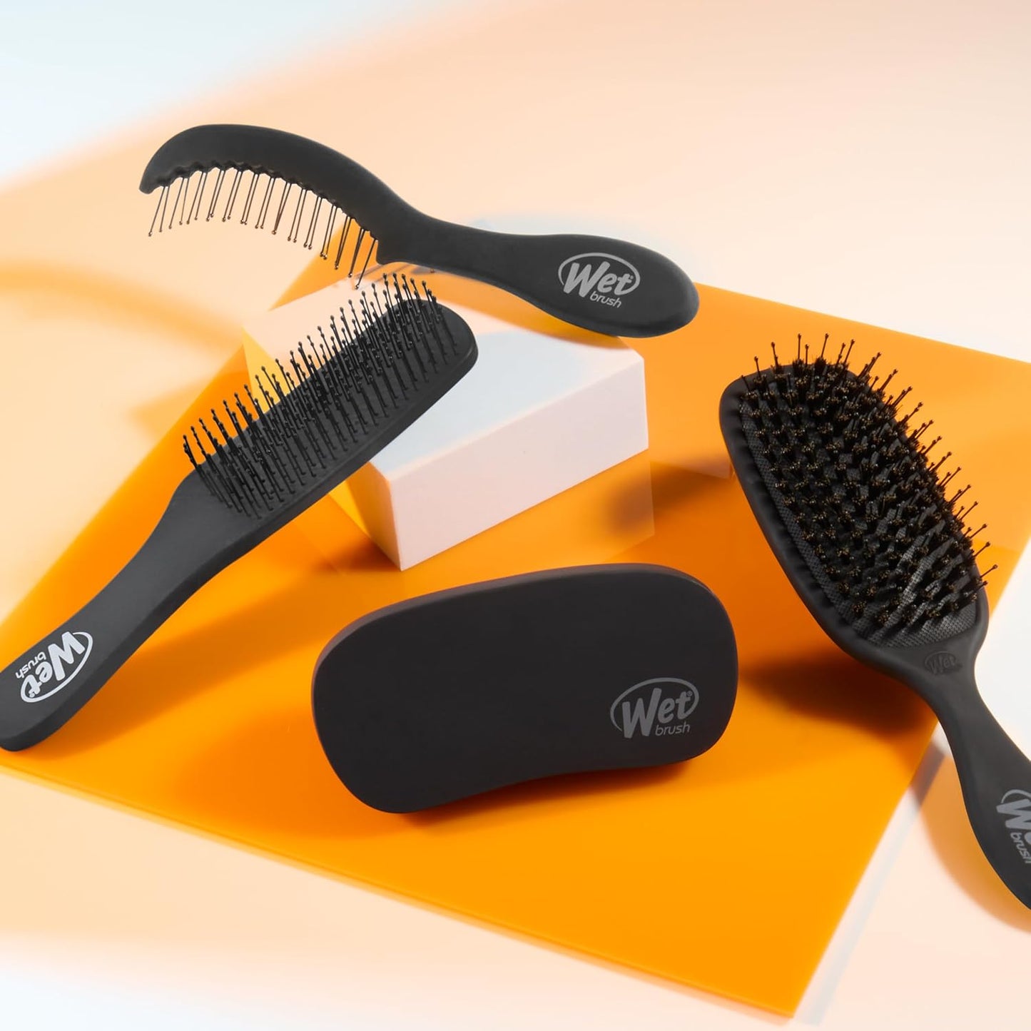 Wet Brush Shine Enhancer Hair Brush - IntelliFlex Bristles for Short Hair & Beard Detangling | Black