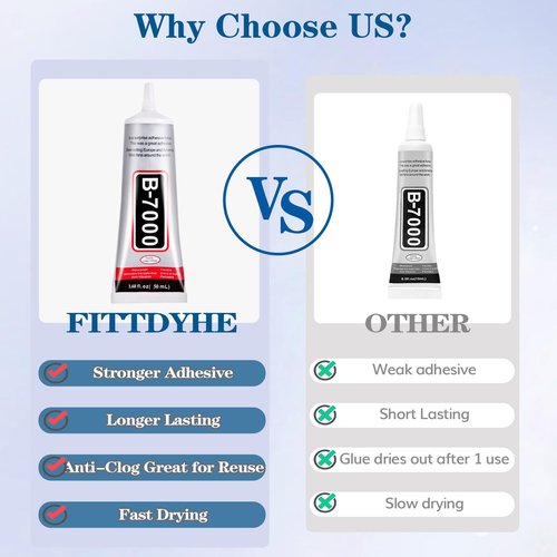 FITTDYHE B7000 Glue Clear with Precision Tip，50Ml B7000 Glue Clear for Rhinestones Glue for Crafts, Multipurpose Jewelry Glue for Fabric DIY Craft Makeup Shoes Jewelry Making Nail Art